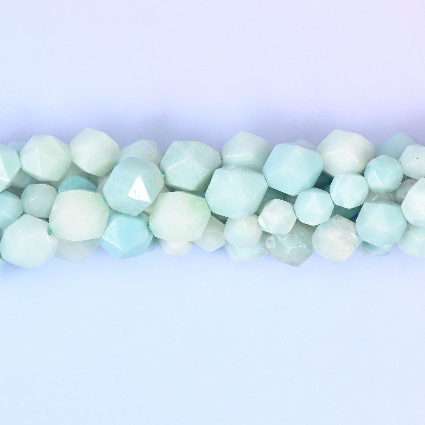 Natural Blue Amazonite Diamond Star Cut Gemstone Beads, Size 6mm, 8mm, 10mm