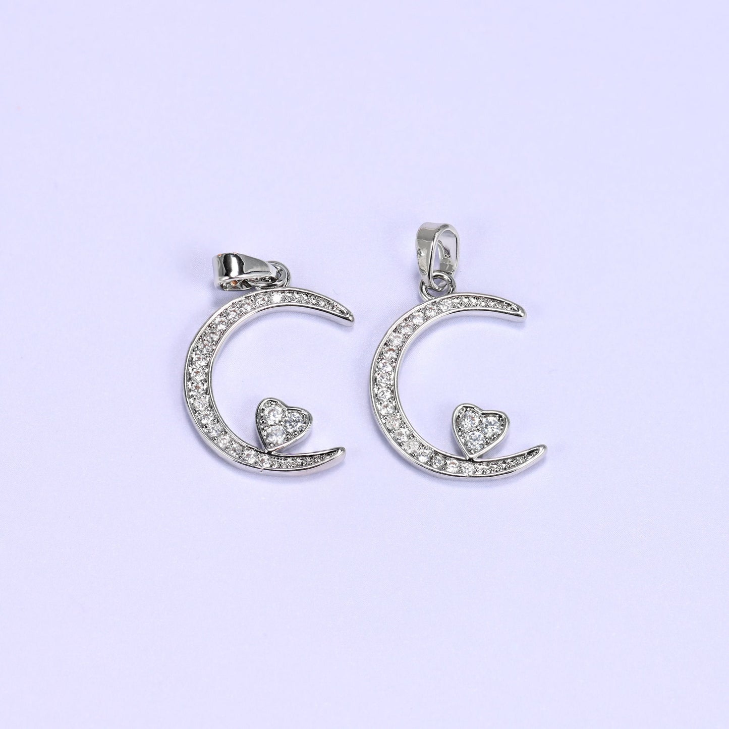 Moon Heart Zircon Charms, sold individually
