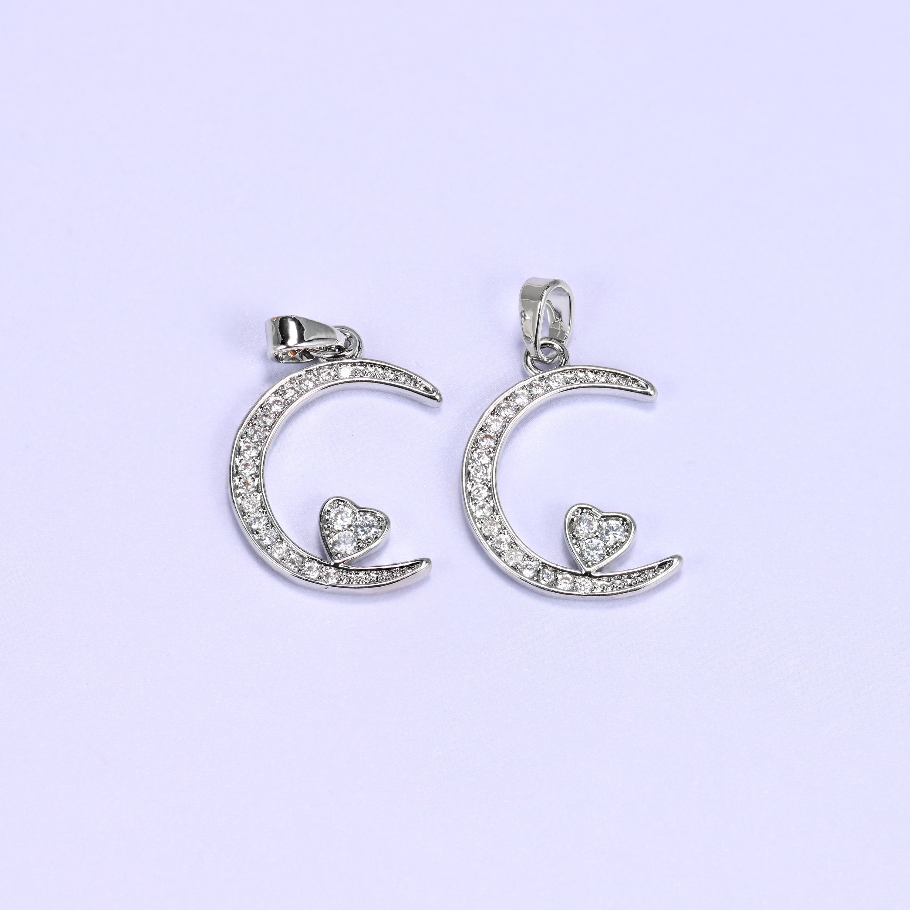 Moon Heart Zircon Charms, sold individually