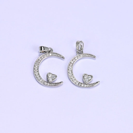 Moon Heart Zircon Charms, sold individually