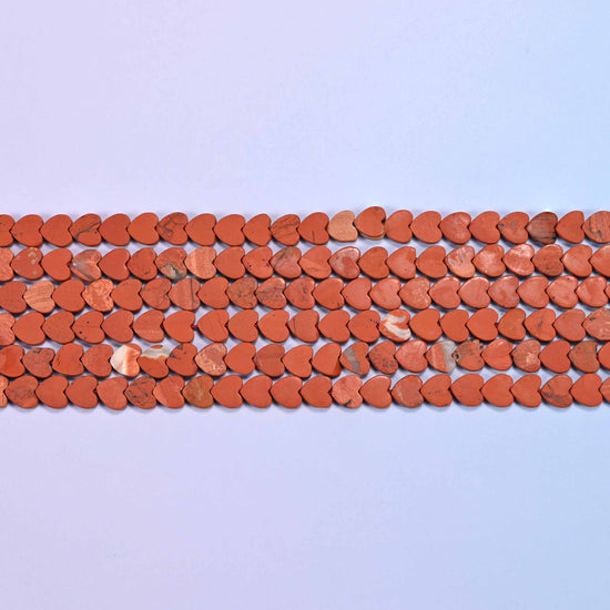 Matte Red Jasper Flat Heart Beads: Size 6mm, Jewelry Making, 15 Inch Strand