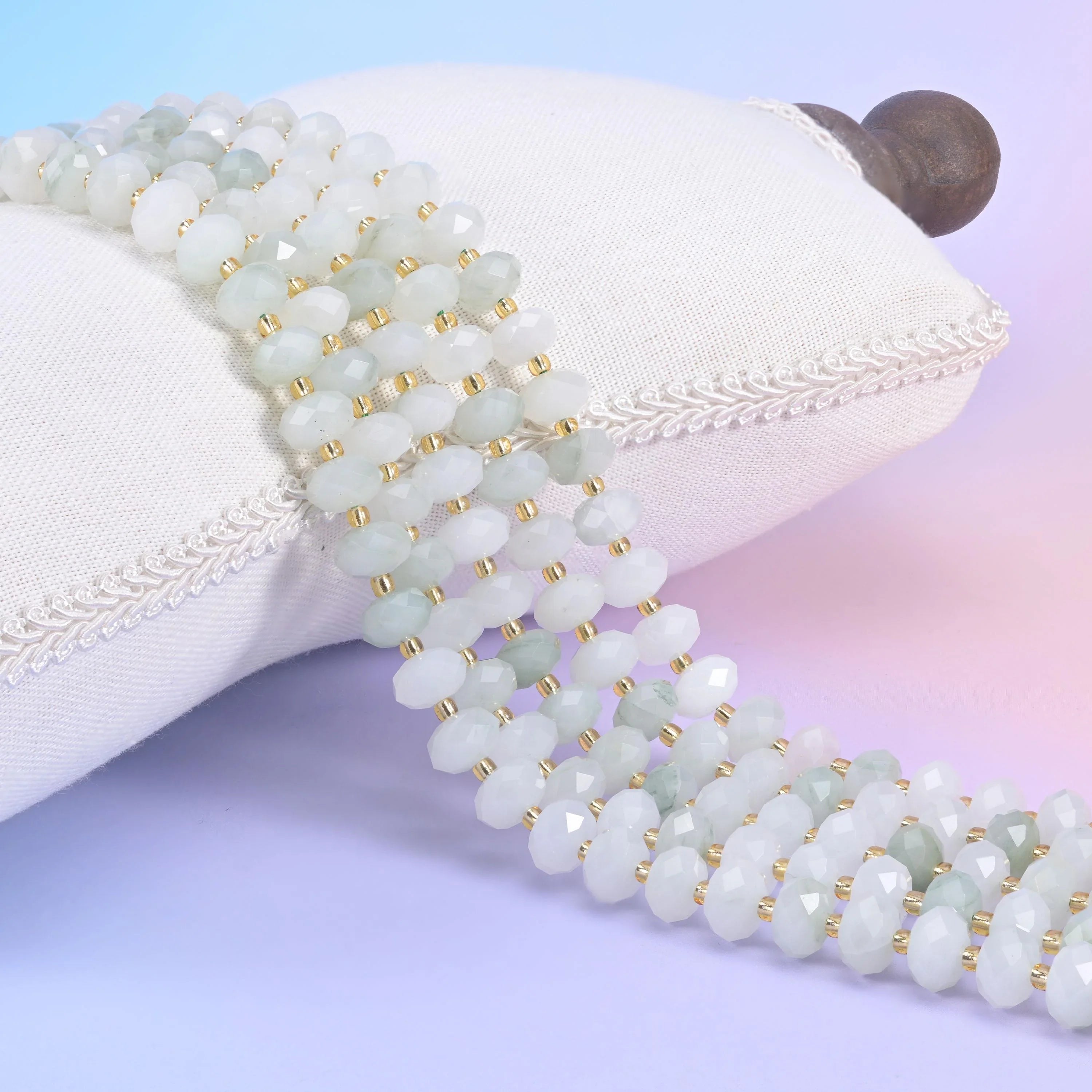 Tianshan Jade Faceted Rondelle Beads 6x10mm