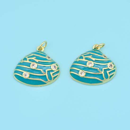 Sea shell cut brass, 18k gold filled, beads