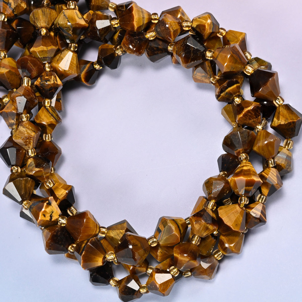 Tiger Eye Faceted Bicone Beads 8mm 10mm Jewelry Making 15 Inch Strand