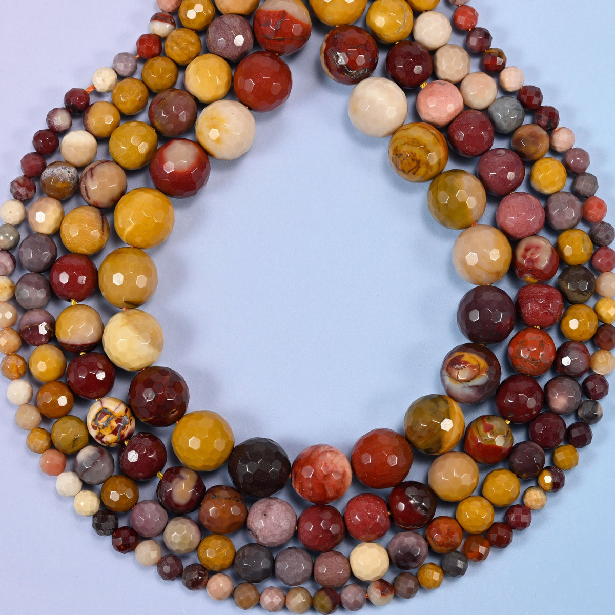 Mookaite Faceted Round Beads, hole 0.8mm to 1.0mm