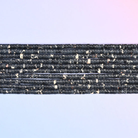 Black Sea Sediment Jasper Smooth Heishi Disc Beads: Jewelry Making Supply, 15.5 Inch Strand