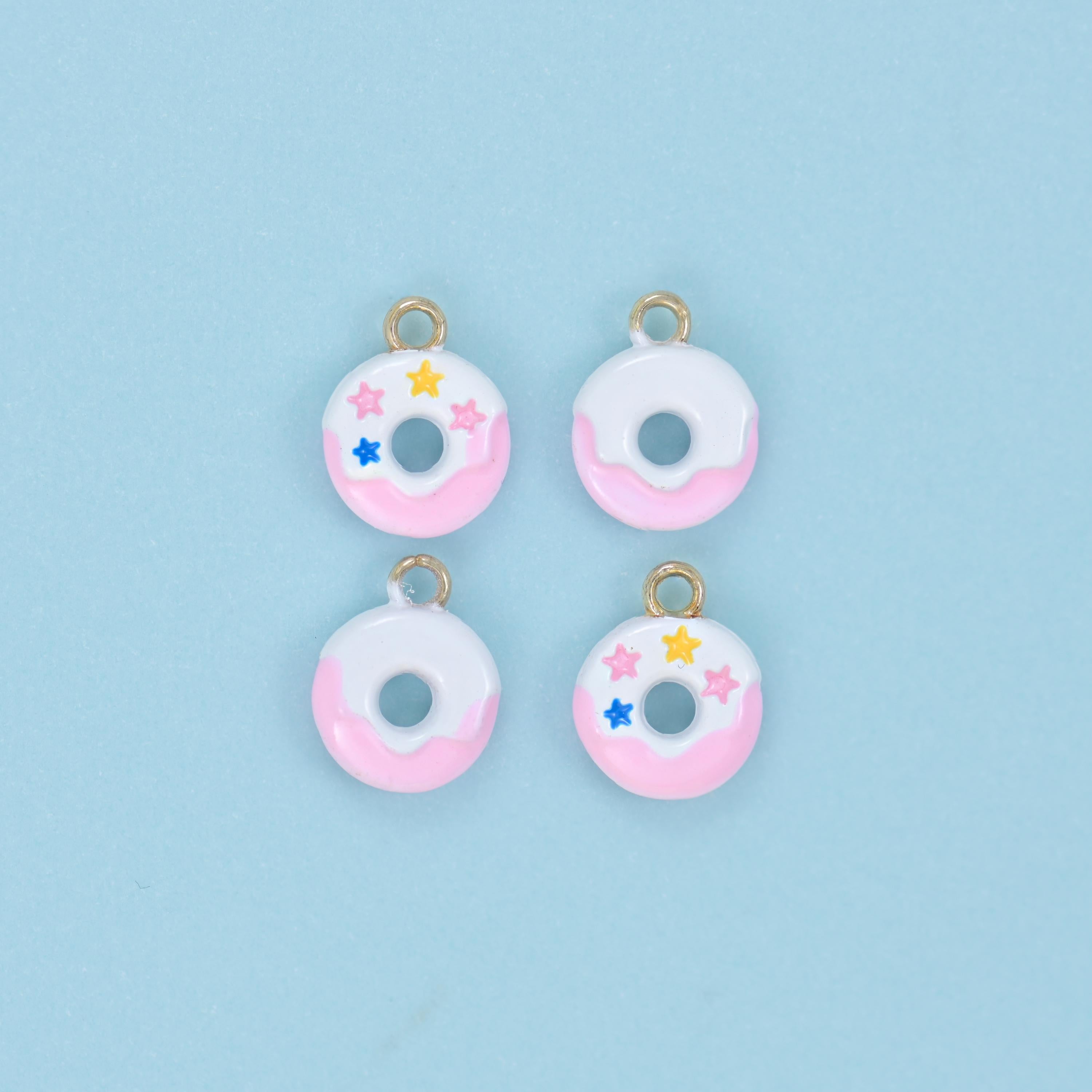Enamel Star Sprinkle Donut Charm 10x8mm in plain white icing with star sprinkles