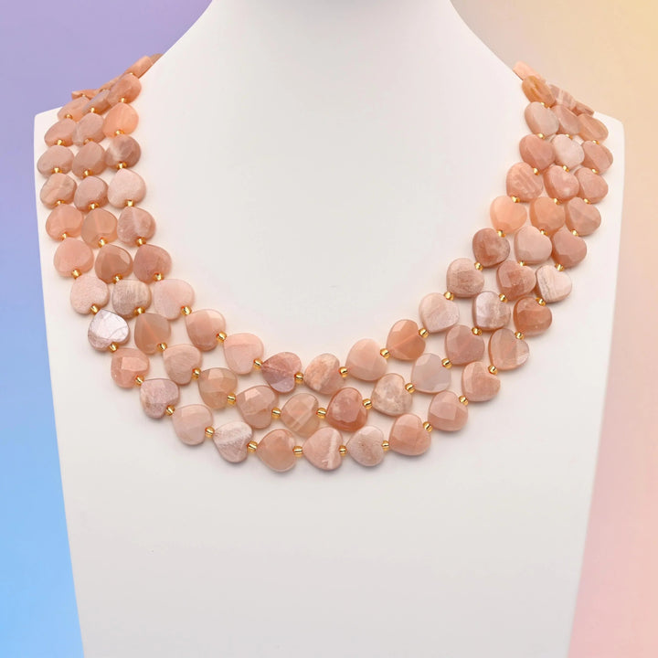 Sunstone faceted heart beads, 12mm, sold per 15.5 inch strand