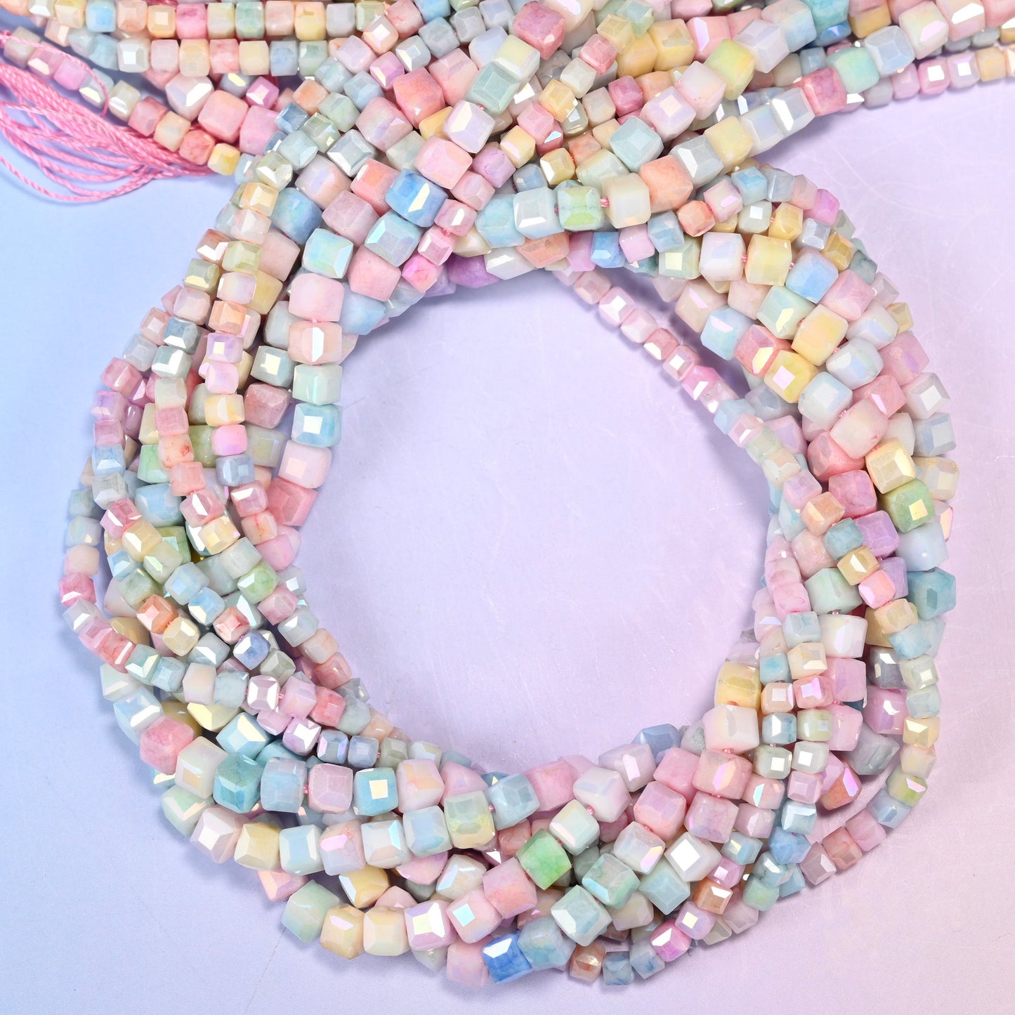 Colorful Opaque Faceted Cube Glass Beads, man-made glass, consistent colour bead to bead.