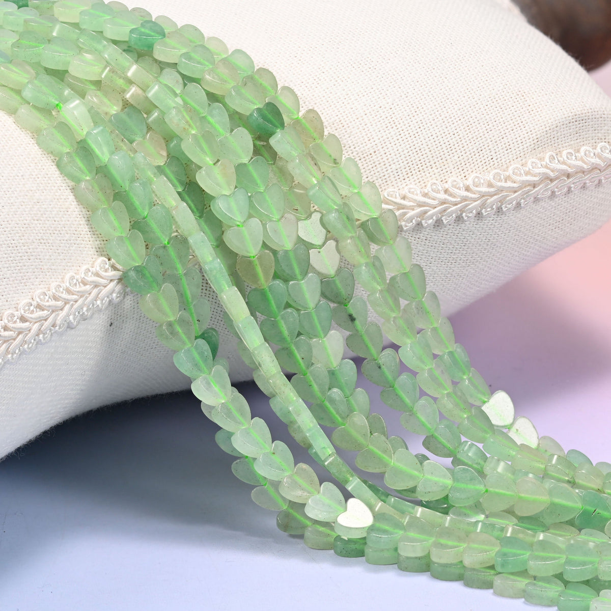 Green Aventurine Flat Heart Beads