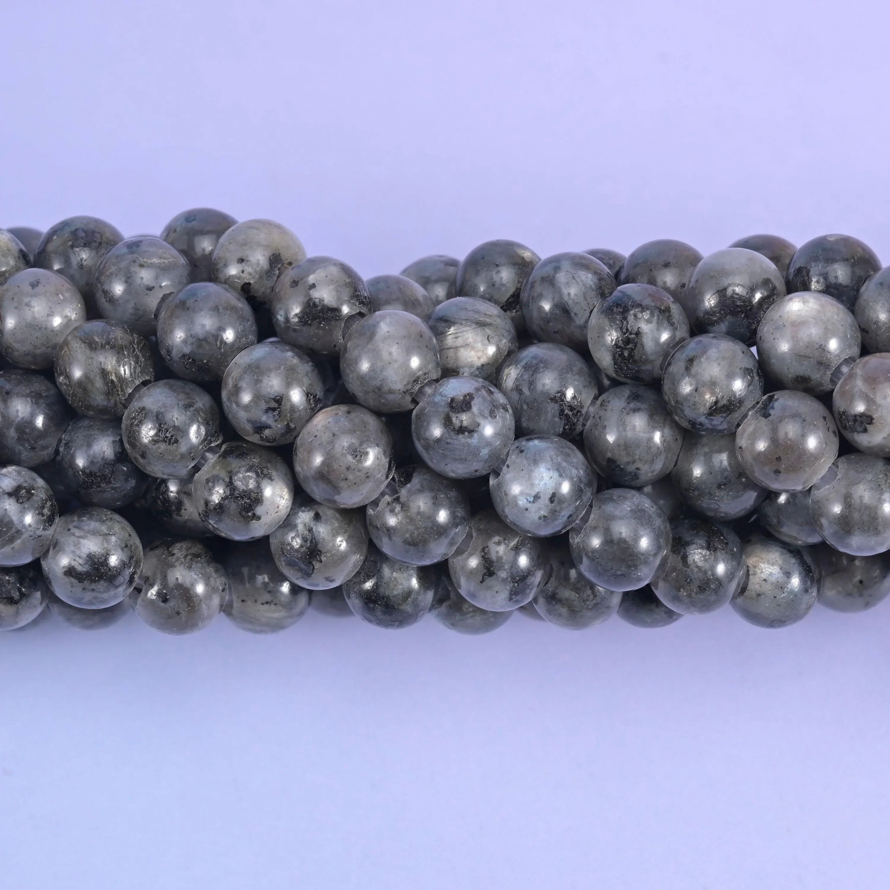 Larvikite Labradorite Large Hole Round Beads 6mm 8mm 10mm, 8 inch half strand