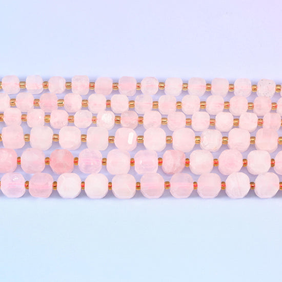 Rose Quartz in soft blush pink, semi-translucent