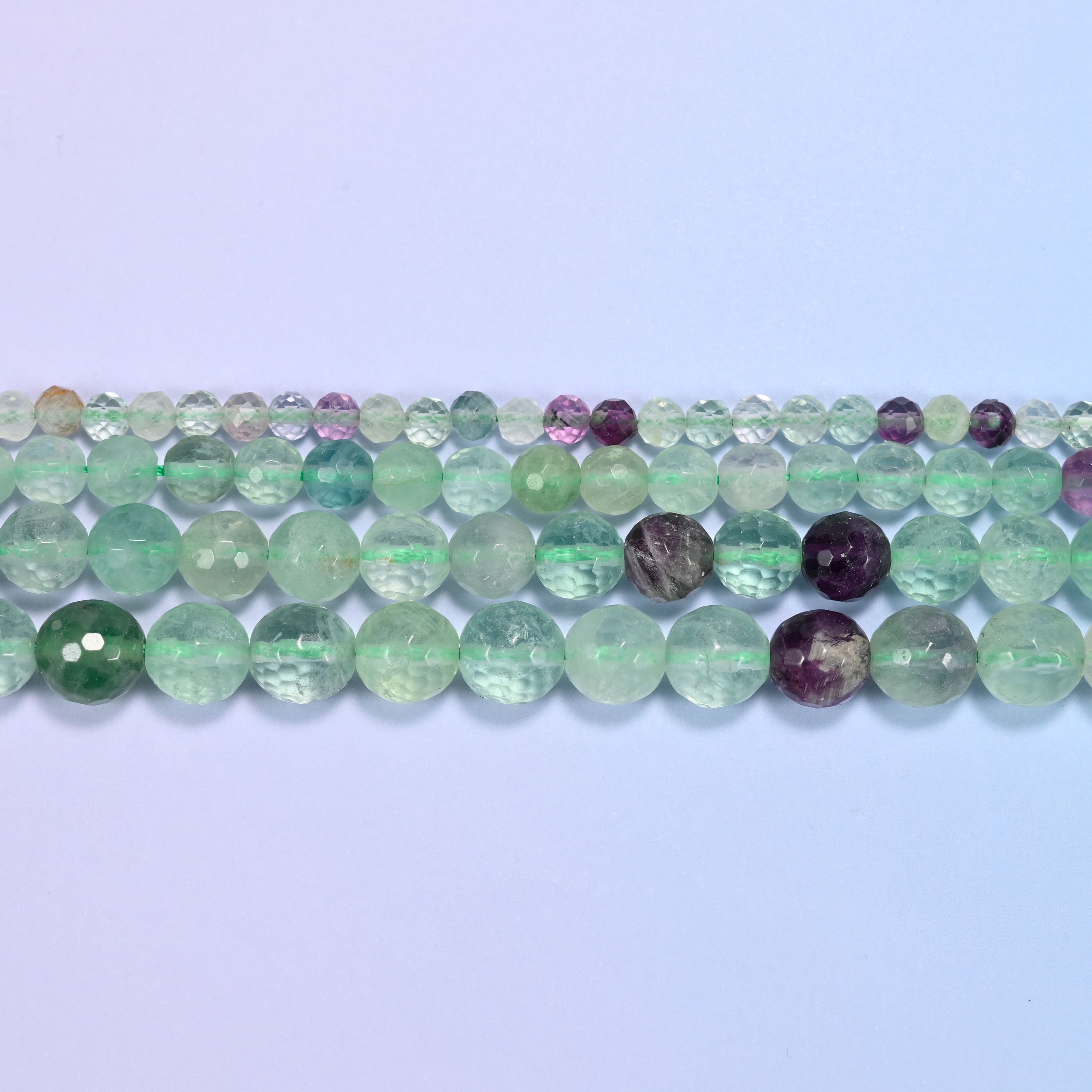 Fluorite Faceted Round Beads: Jewelry Making, 15 Inch Strand