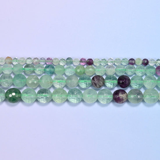Fluorite Faceted Round Beads: Jewelry Making, 15 Inch Strand
