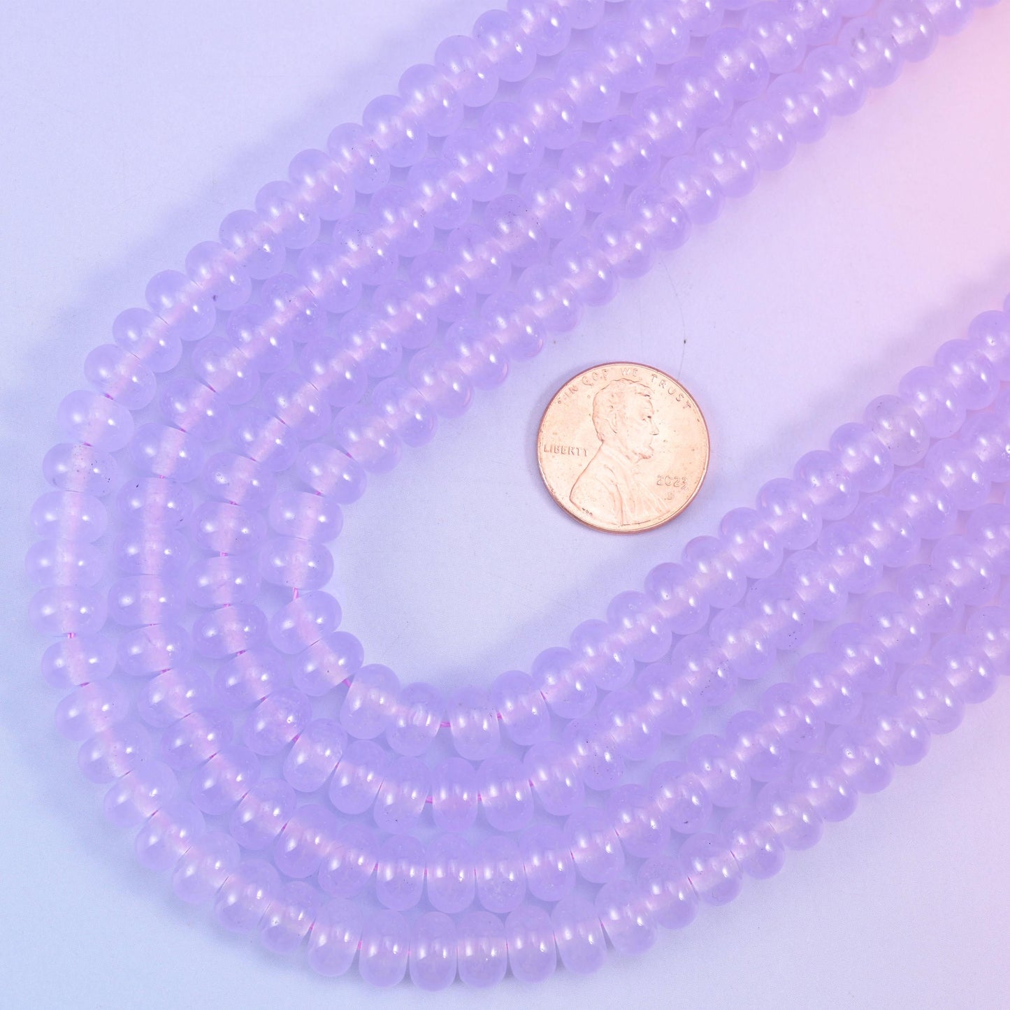 Lavender Purple Dyed Jade rondelle beads, 15 inch strand