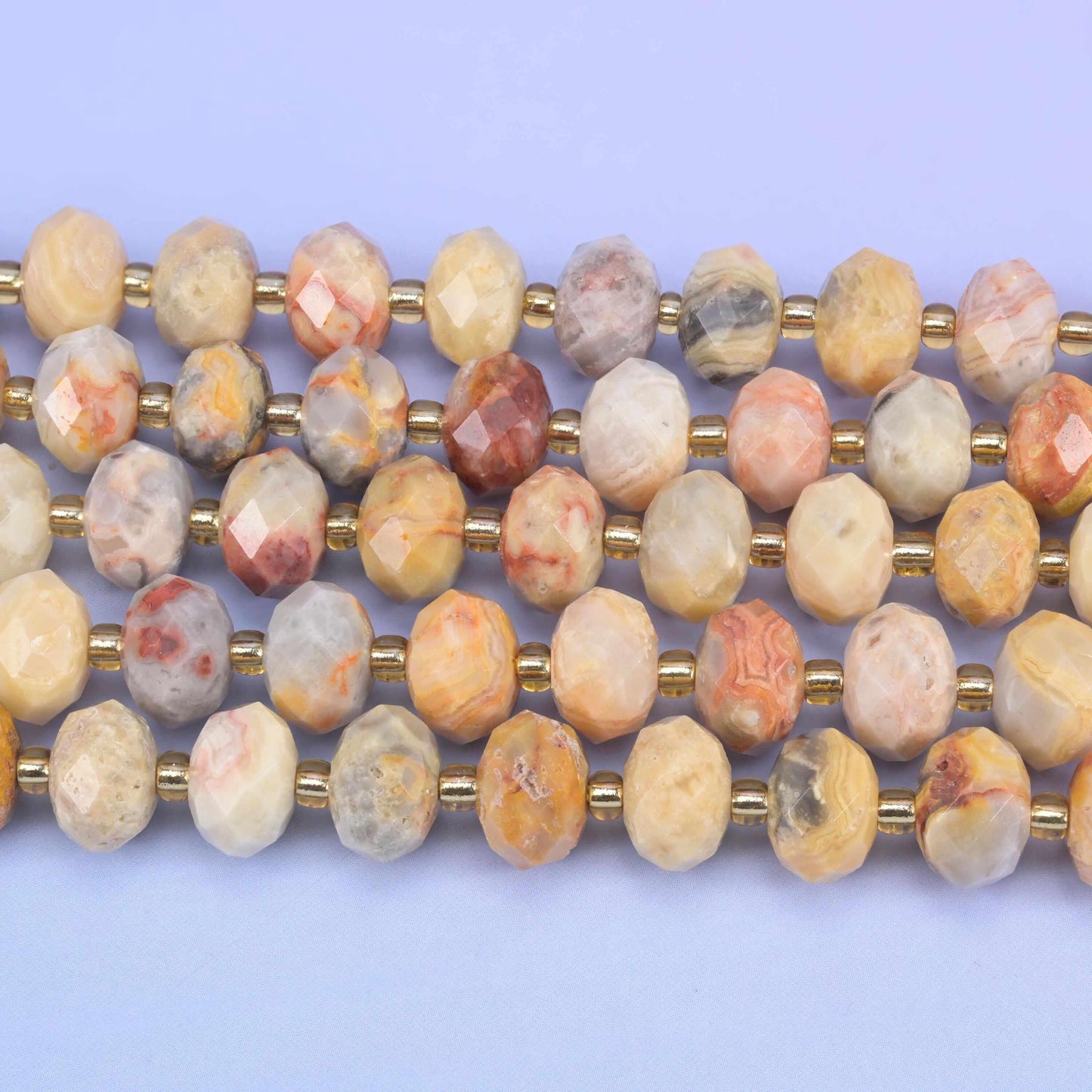 Crazy Agate faceted rondelle beads, 15.5 inch strand