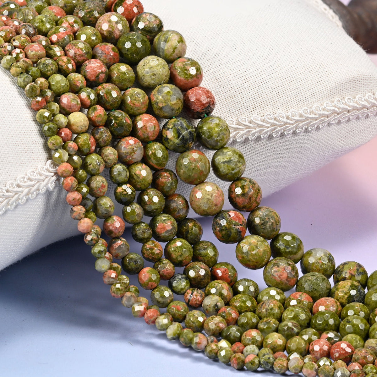 Unakite Faceted Round Beads