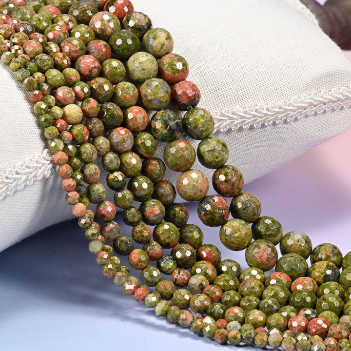 Unakite Faceted Round Beads