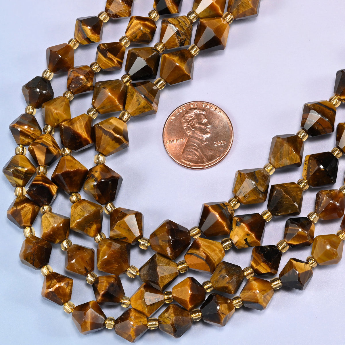 Tiger Eye Faceted Bicone Beads 8mm 10mm Jewelry Making 15 Inch Strand