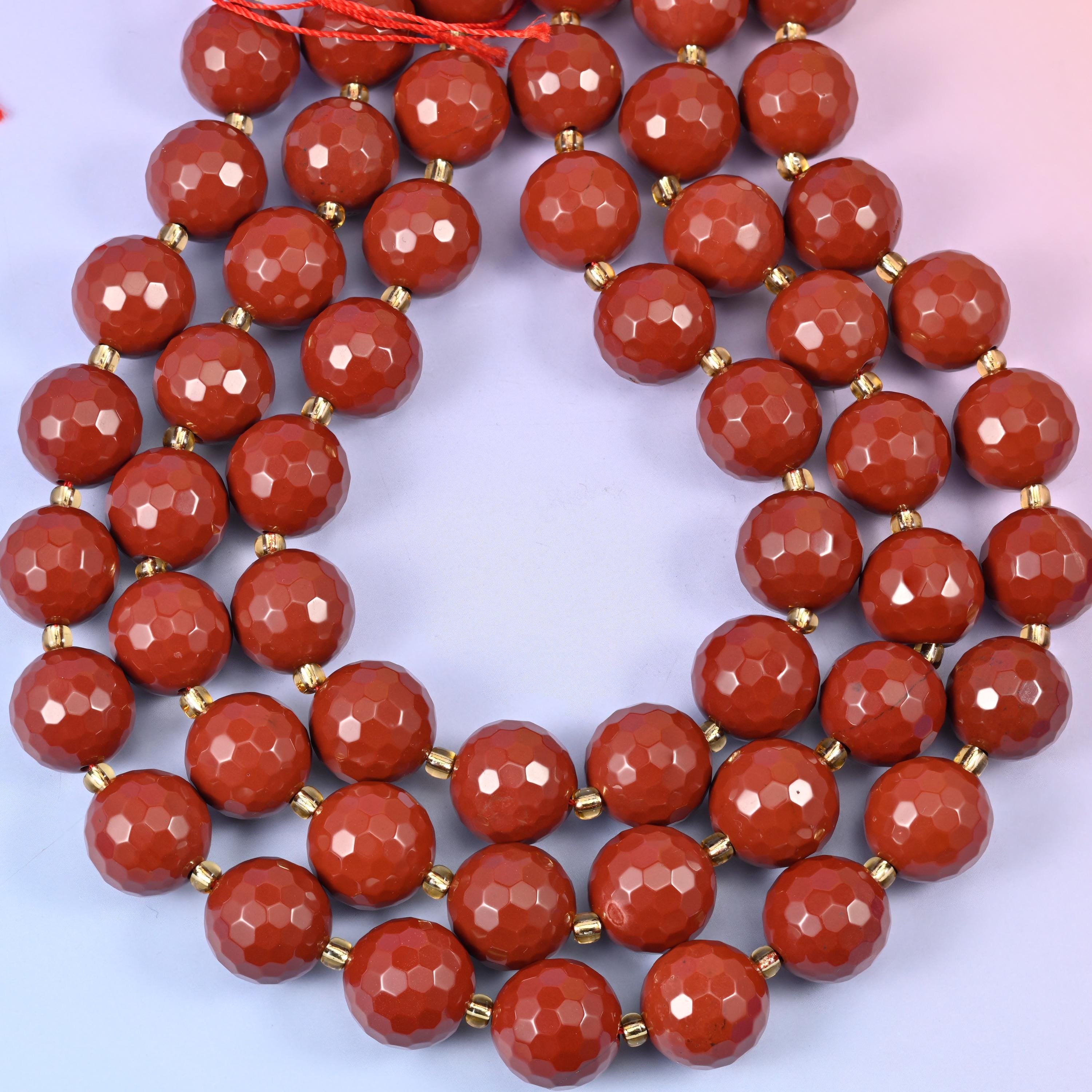 Red Jasper Faceted Round Beads for jewellery making