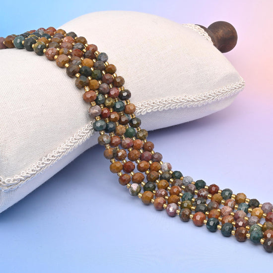 Ocean Agate Faceted Rondelle Beads