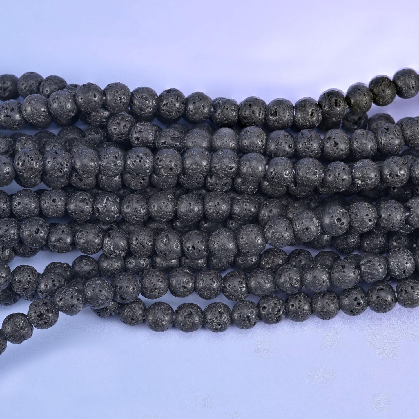 Black Lava Rock Large Hole Round Beads 6mm 8mm 10mm, hole 2.0mm (6mm bead), 2.5mm (8mm and 10mm beads), center drilled