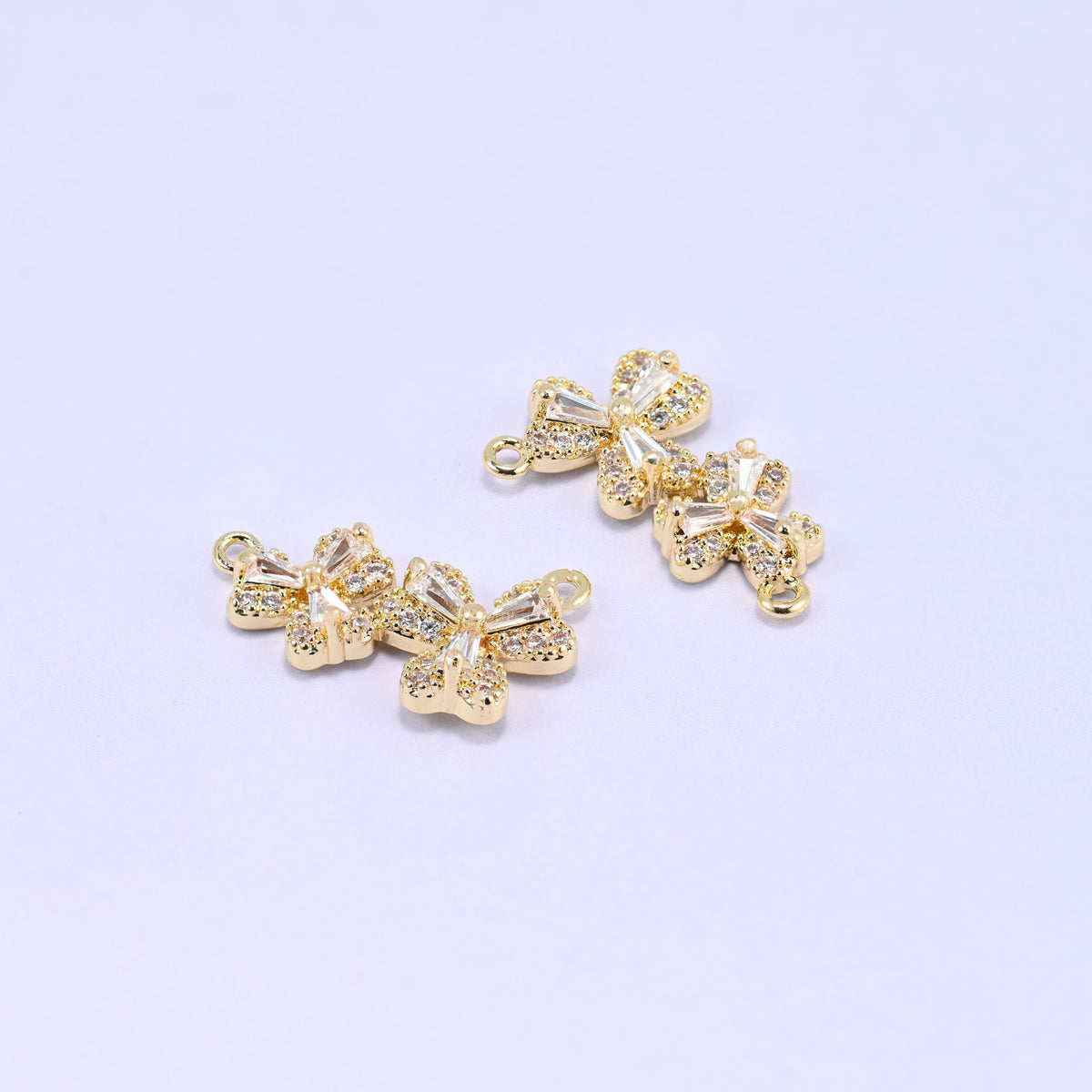 Flower Zircon Connector Pendant, lead free and nickel free