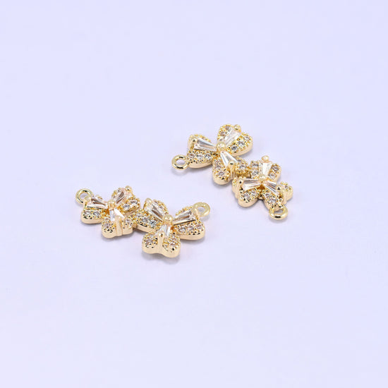 Flower Zircon Connector Pendant, lead free and nickel free