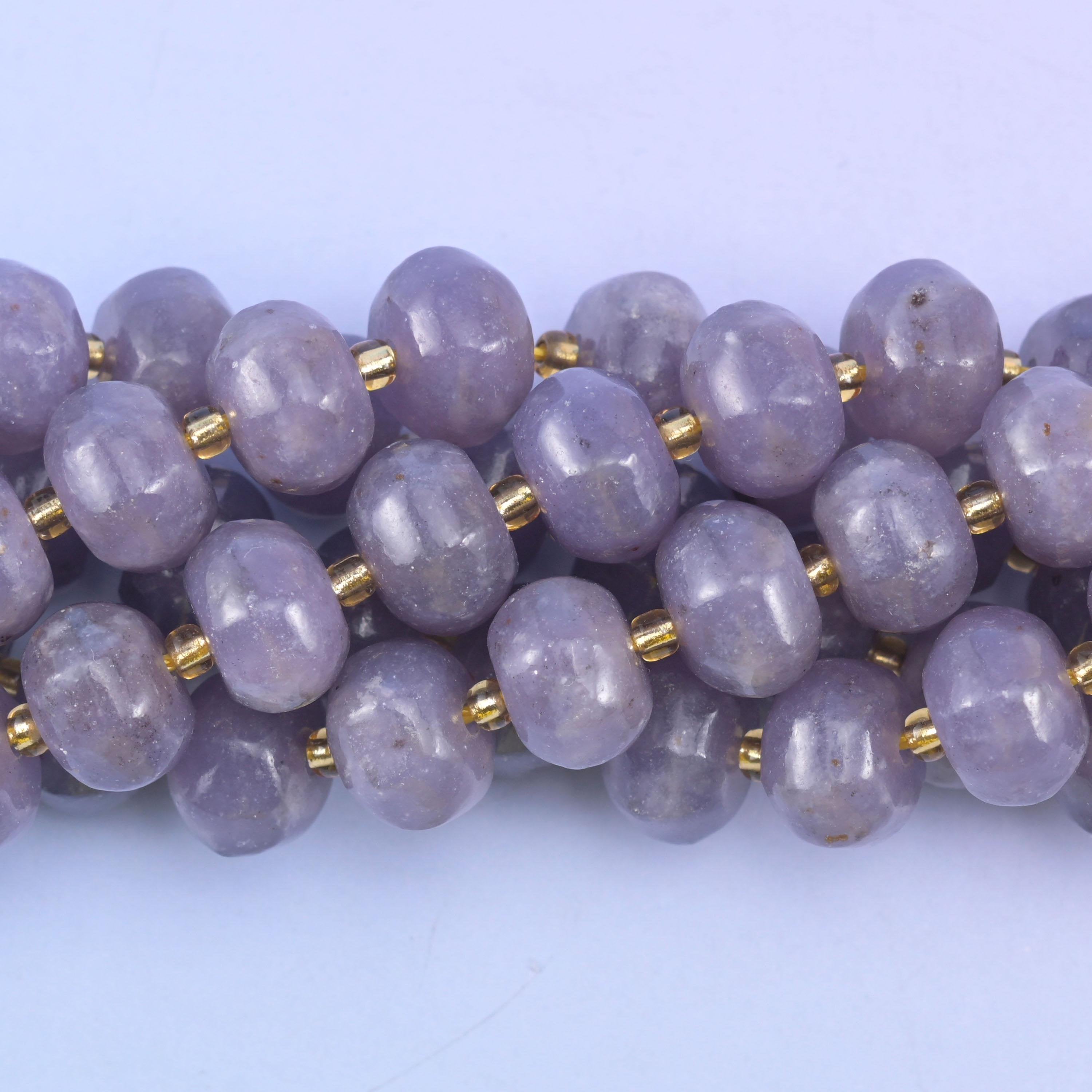 Pumpkin cut lepidolite rondelle beads