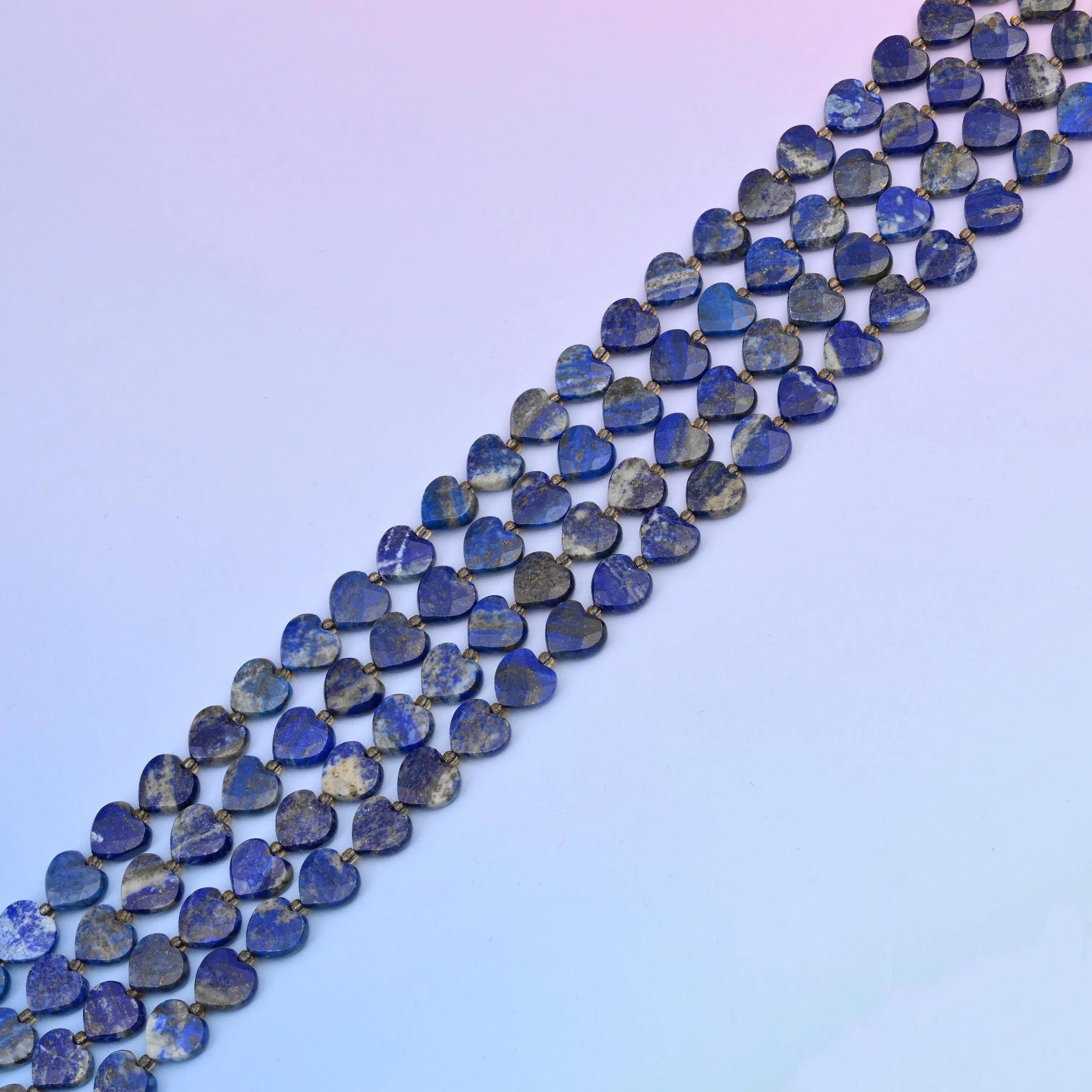 Faceted heart cut Lapis beads for jewellery making