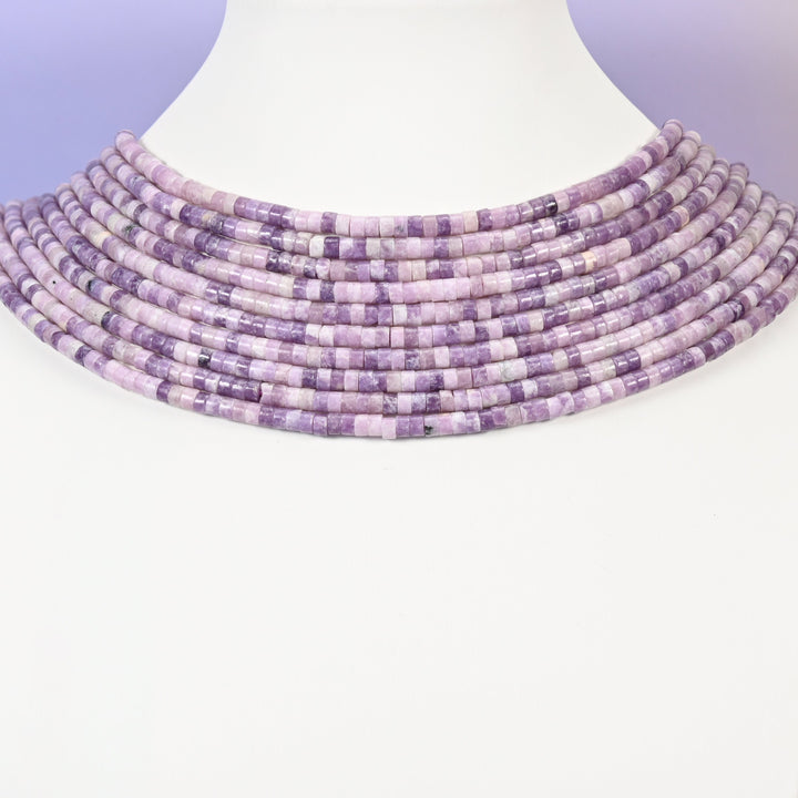 Lepidolite beads, heishi disc, 2x4mm