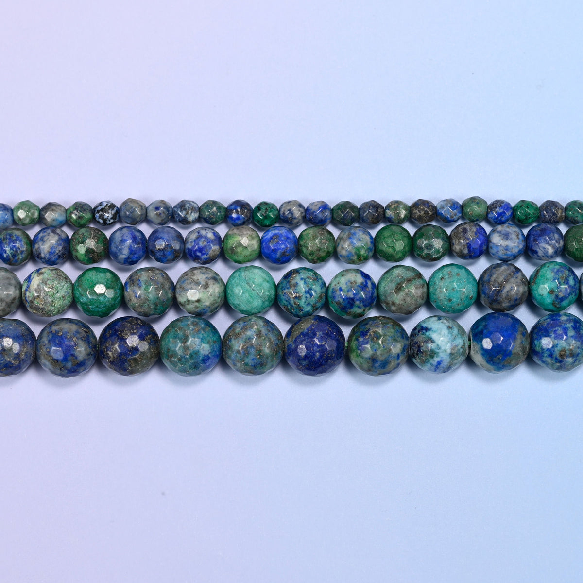 Phoenix Lapis Faceted Round Beads in deep navy blue with jade and teal green