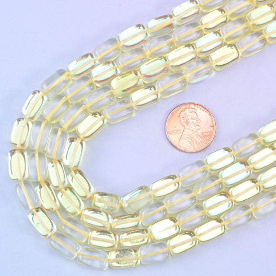 Yellow Mystic Aura glass beads, 15 inch strand