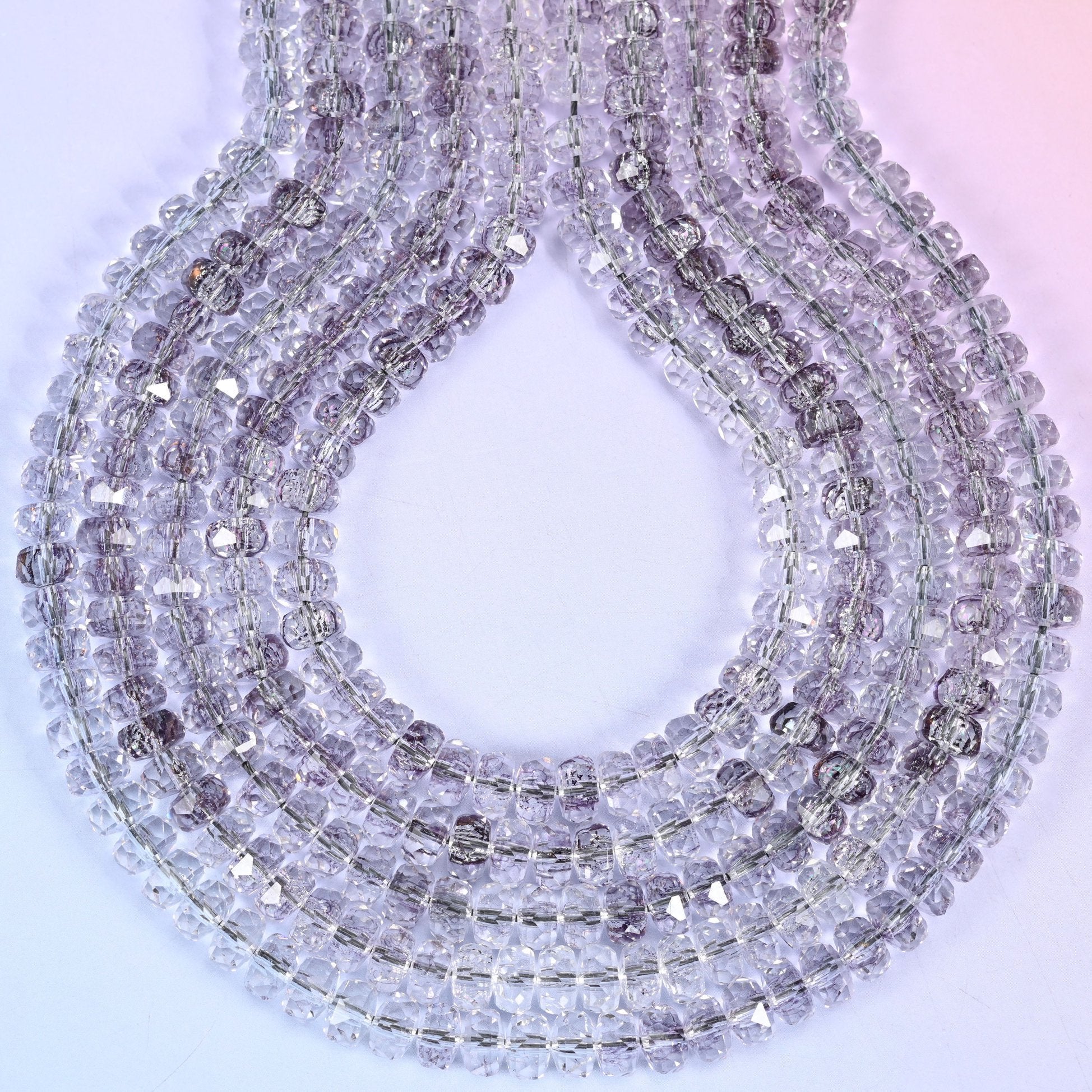 Transparent Light Purple Faceted Rondelle Glass Beads, hole approximately 1.2mm