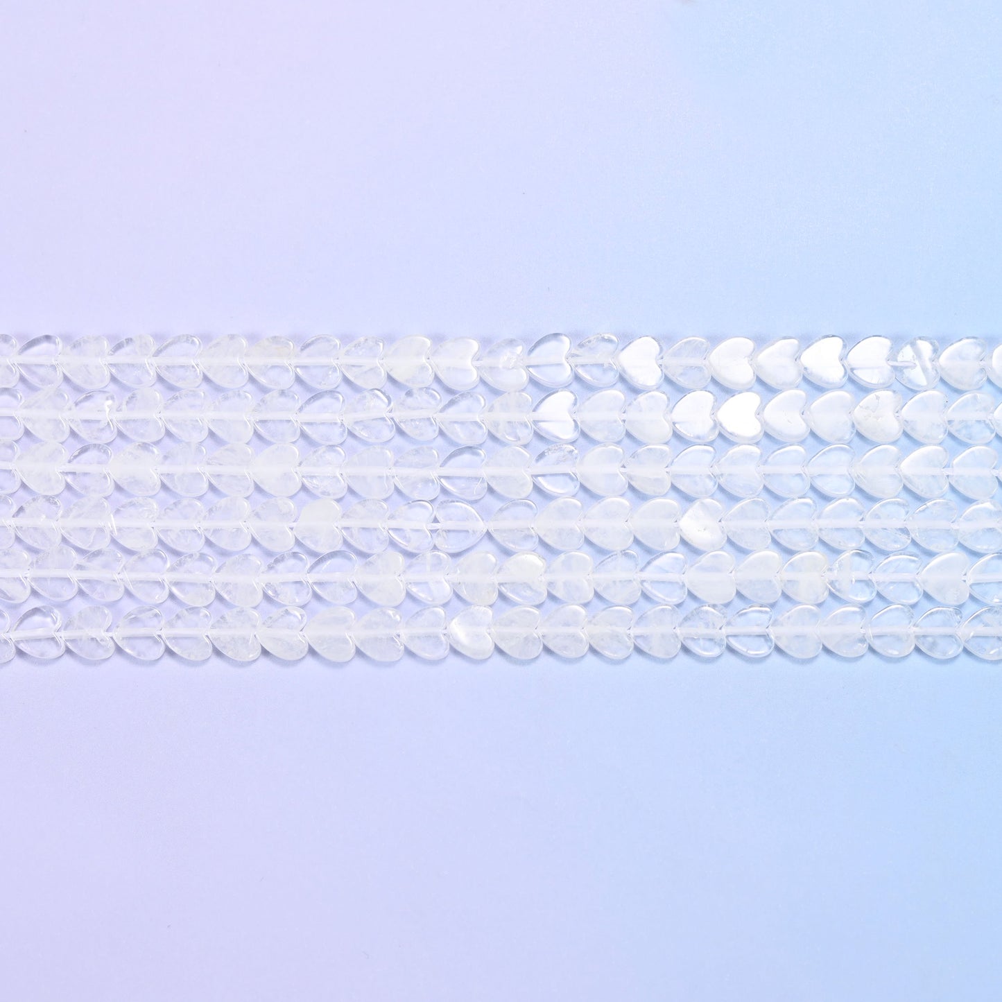 Clear Quartz Flat Heart Beads: Size 6mm, Jewelry Making, 15 Inch Strand