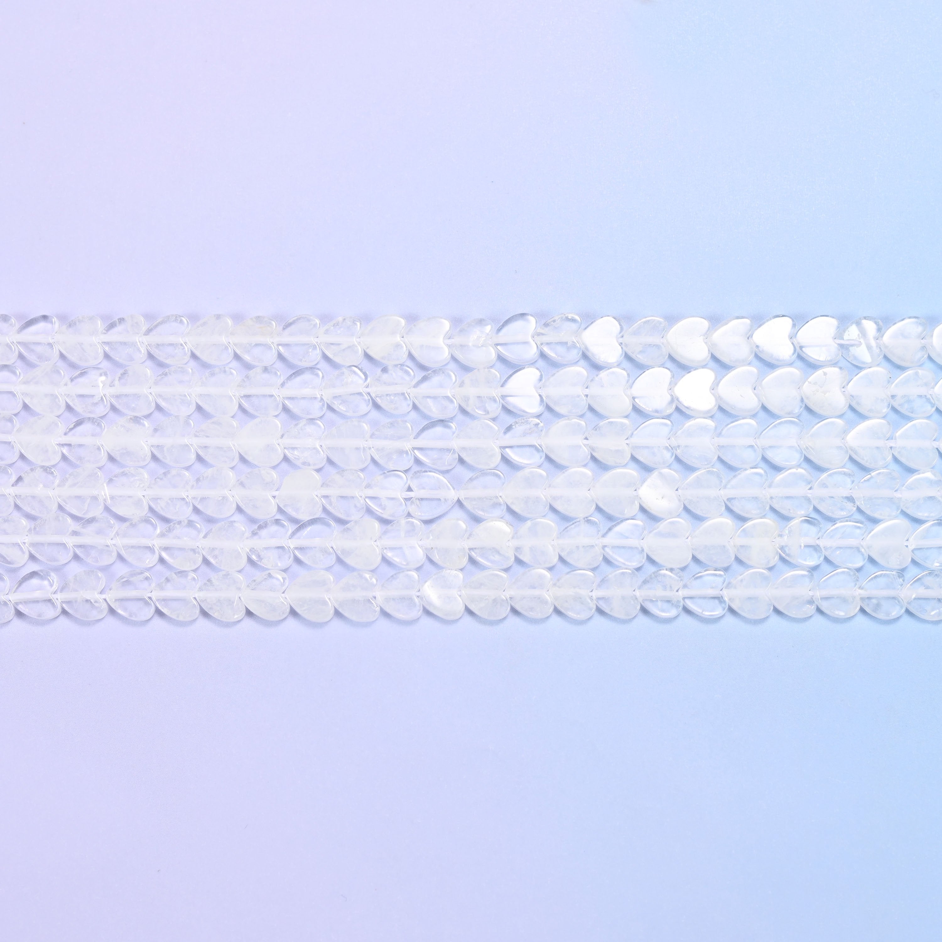 Clear Quartz Flat Heart Beads: Size 6mm, Jewelry Making, 15 Inch Strand