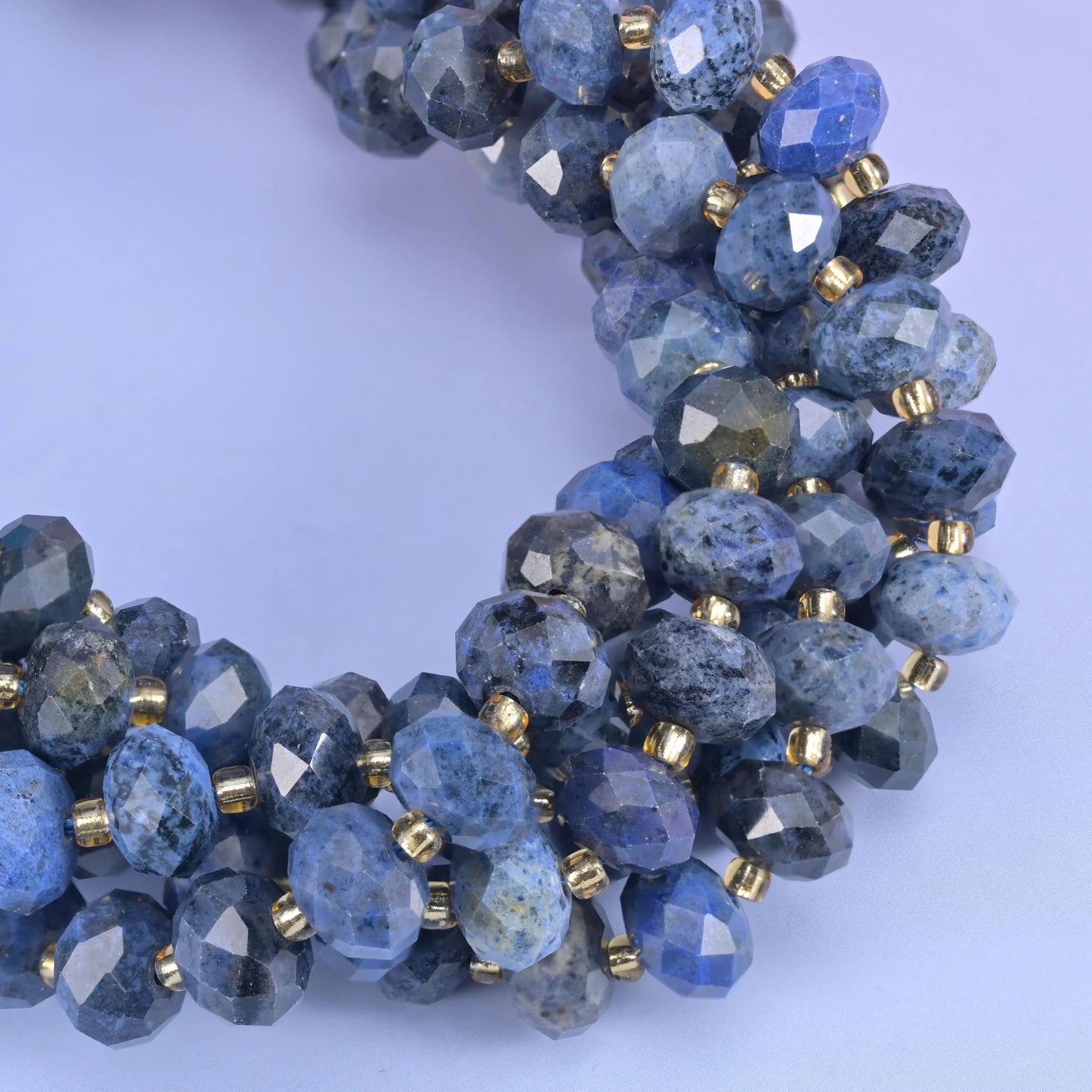 Faceted rondelle cut blue sodalite beads