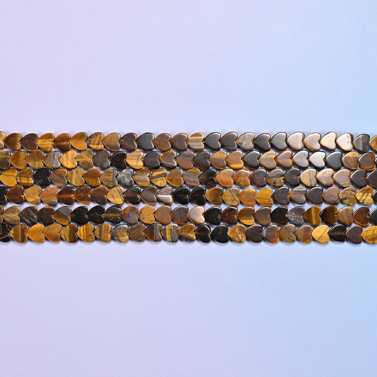 Tiger Eye Flat Heart Beads in honey gold and dark coffee banding
