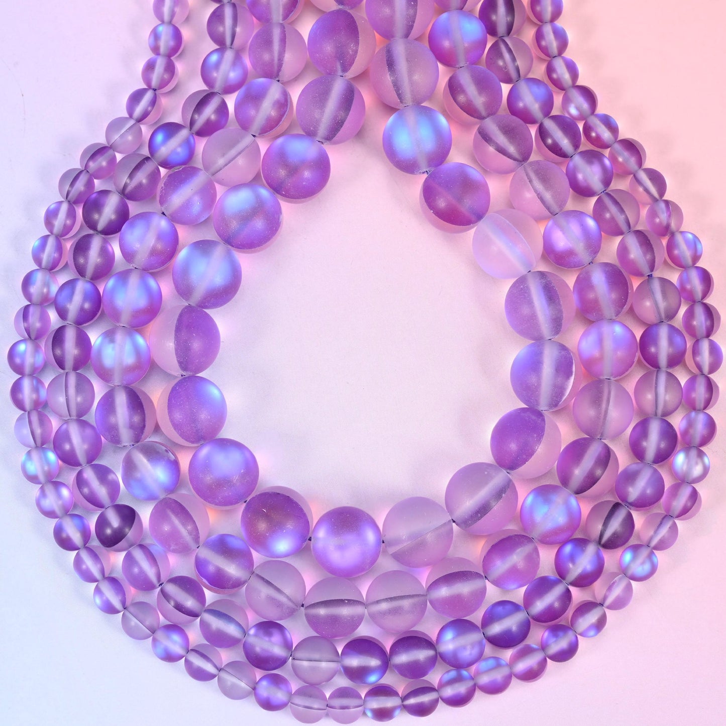 Iridescent Matte Purple Round Glass Beads, approximately 1.0mm drill hole
