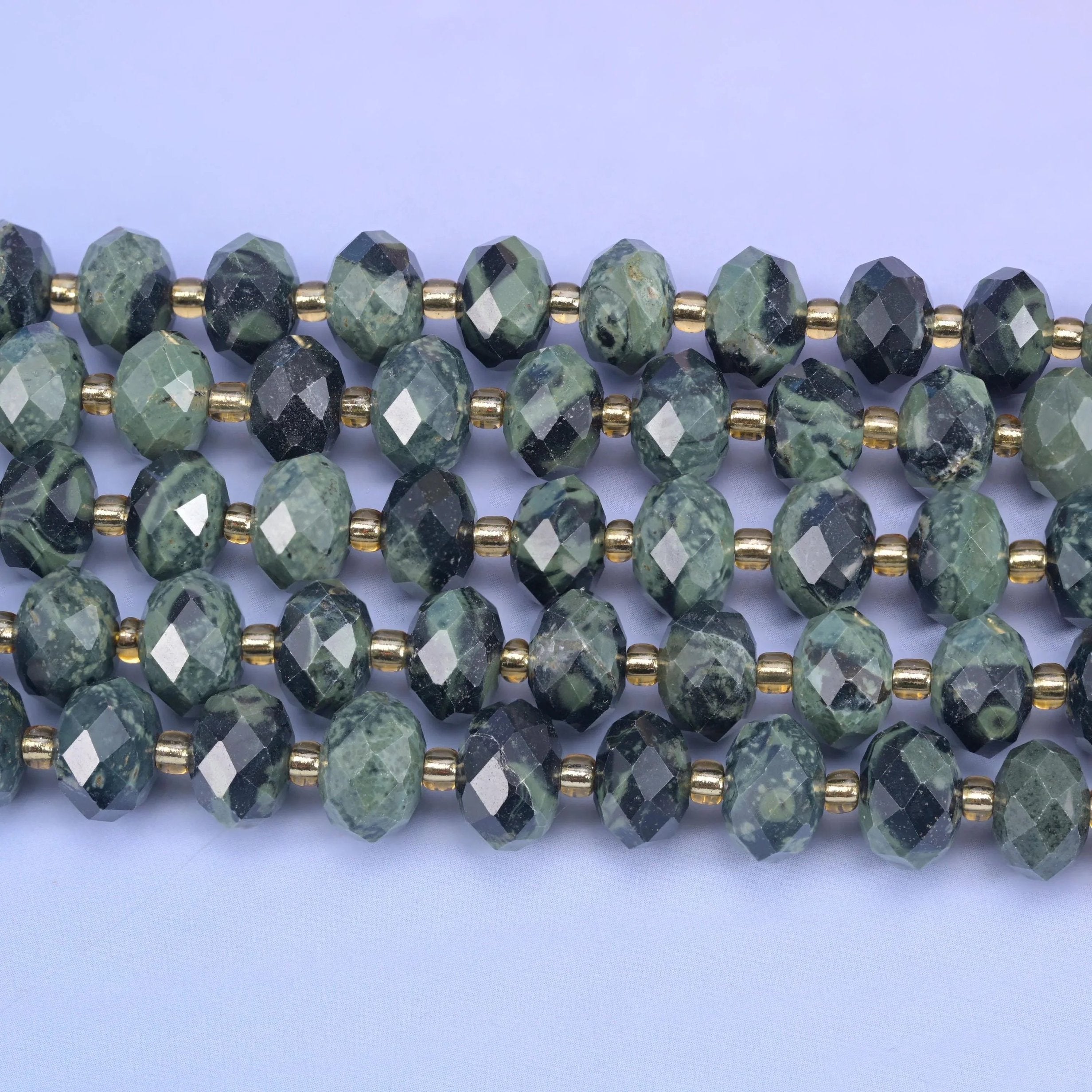 Kambaba Jasper faceted rondelle beads, hole approximately 1.0mm
