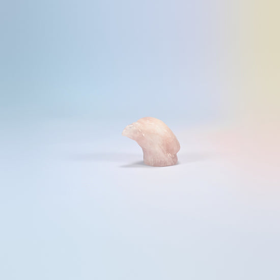 2 inch natural rose quartz eagle head carving, light pink