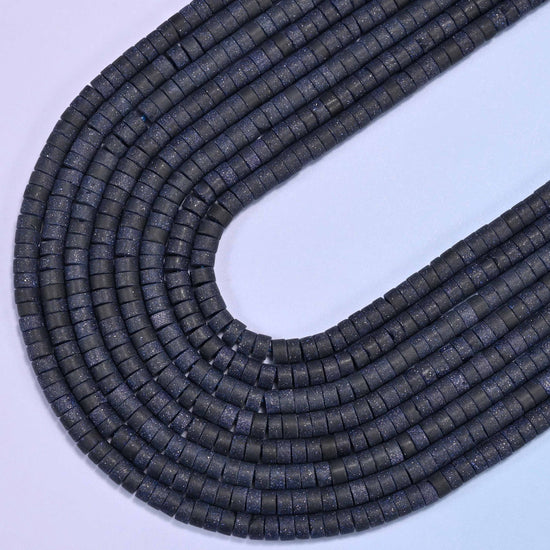 Matte Blue Sandstone Heishi Disc Beads: Jewelry Making Supply, 15 Inch Strand