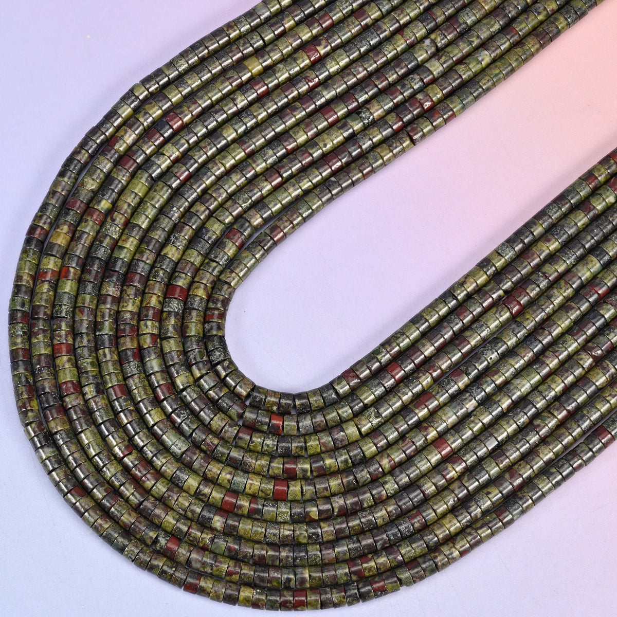 Dragon Blood Stone Smooth Heishi Disc Beads, 15.5 inch strand