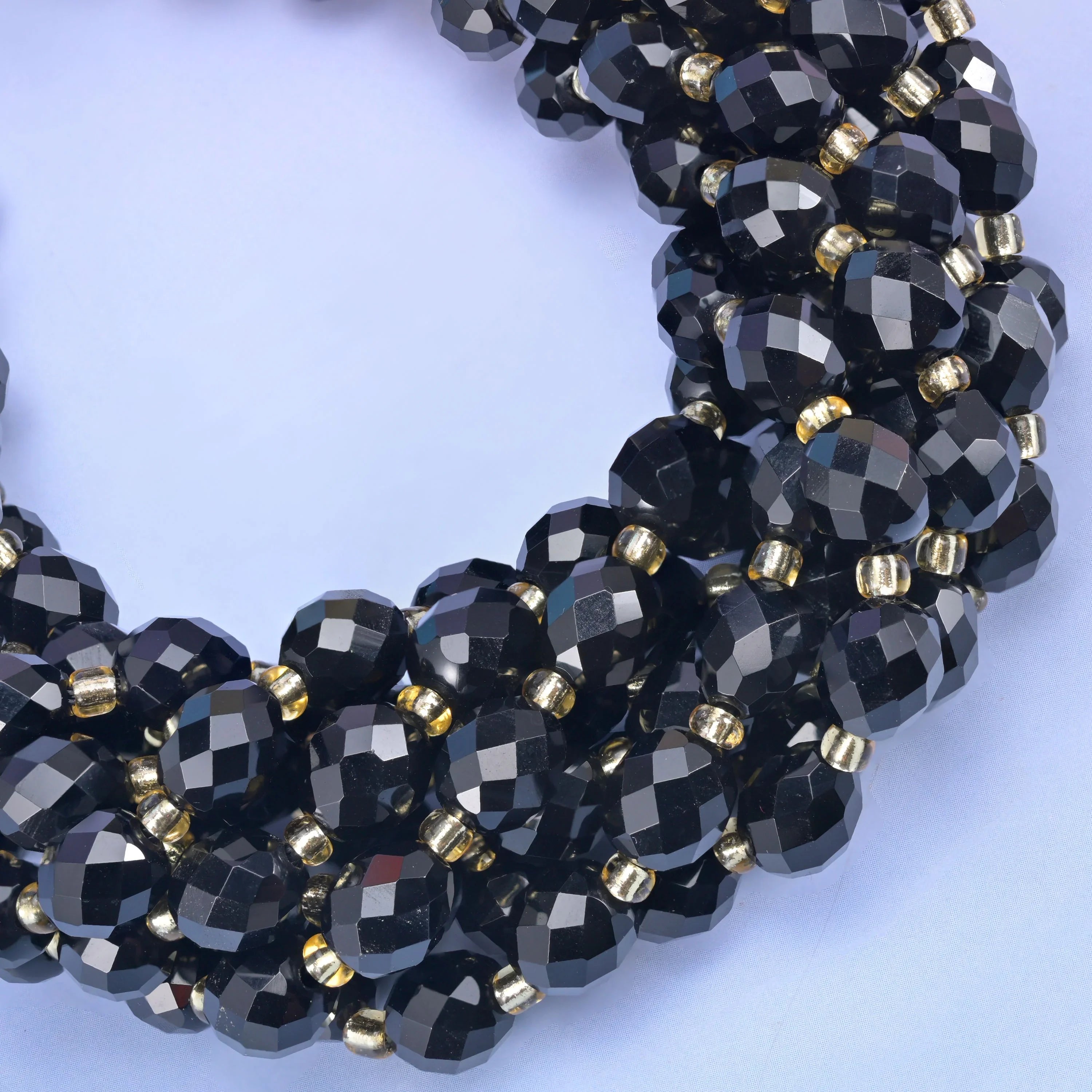 Black Obsidian rice barrel beads, 1.0mm hole