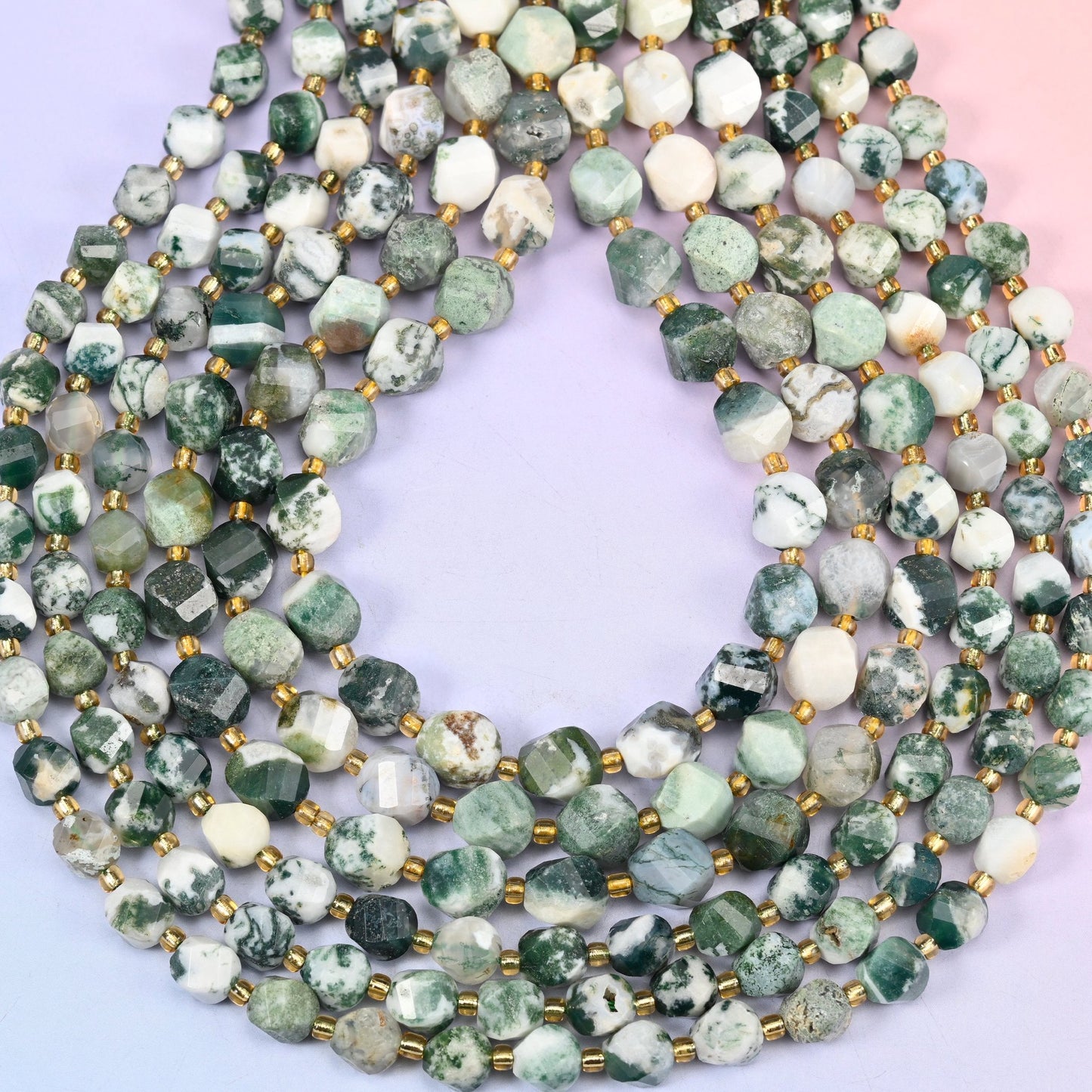 Tree Agate spiral twist beads, hole approximately 1.2mm