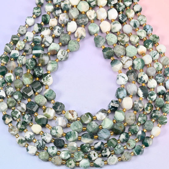 Tree Agate spiral twist beads, hole approximately 1.2mm