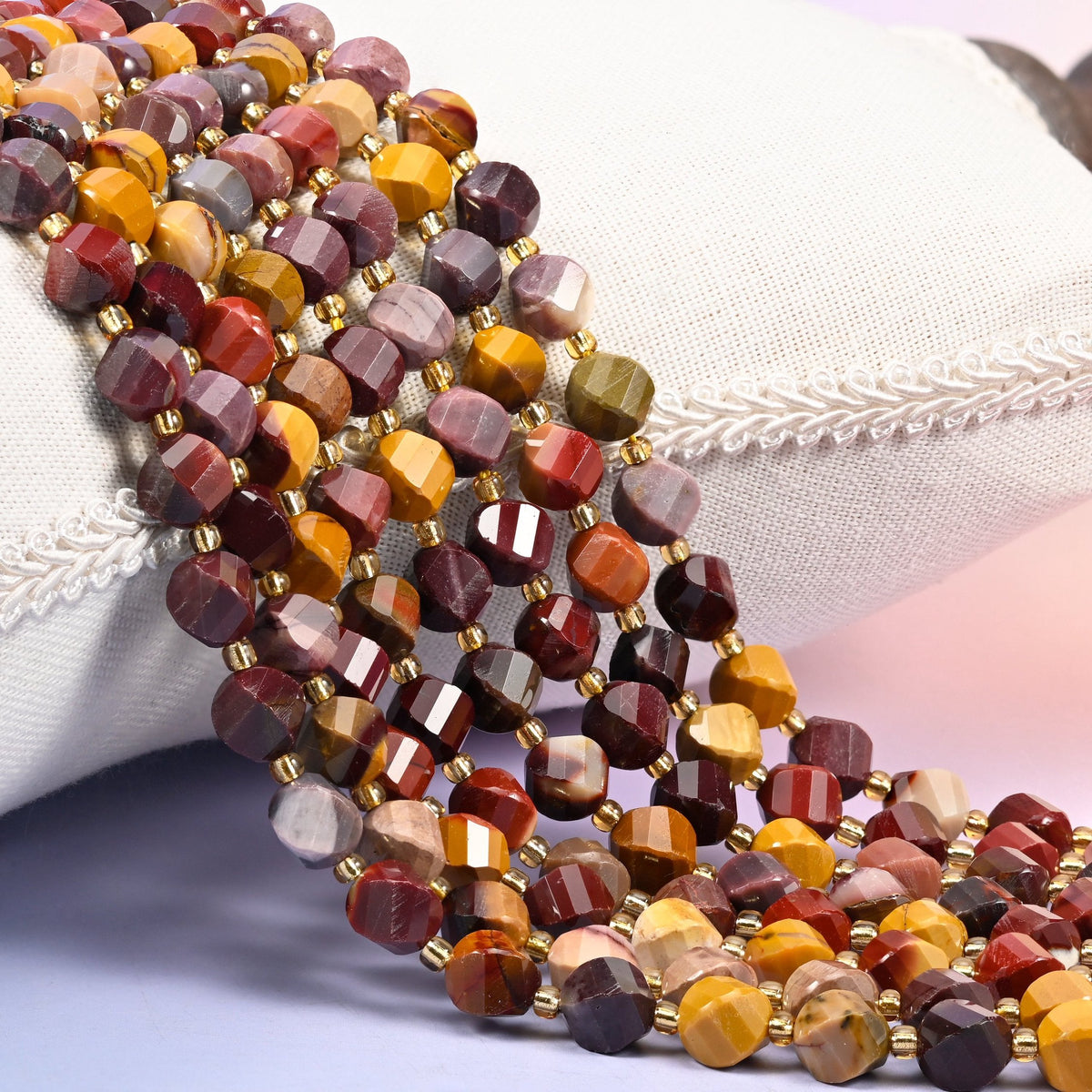 Mookaite Faceted Spiral Twist Beads