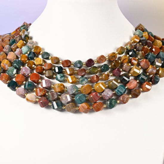 Ocean Agate beads, spiral twist shape, 8mm and 10mm