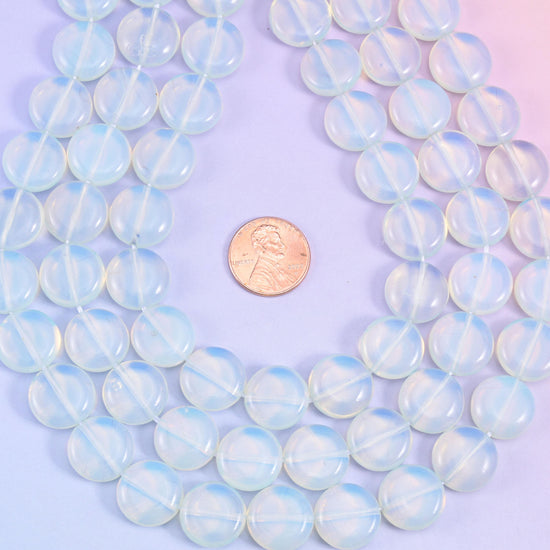 Man-made glass Opalite smooth coin beads for necklaces and bracelets