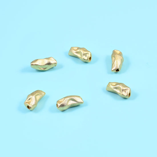 Gold Filled Irregular Nugget Spacer Bead in soft brushed gold